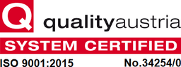 Quality Austria — ISO 9001:2015 tanúsított minőségirányítási rendszer, nyilvántartási szám: Q7-34254/0